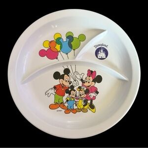Vintage Disneyland divided plate featuring Mickey Mouse & Friends